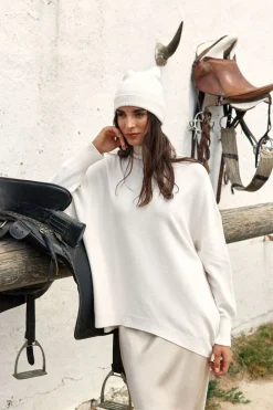 Accessoires-Lauren Vidal BONNET EN MAILLE NORA Ecru
