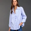 Chemises & Blouses-Lauren Vidal CHEMISE POPELINE RISA Ciel
