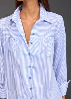 Chemises & Blouses-Lauren Vidal CHEMISE POPELINE RISA Ciel