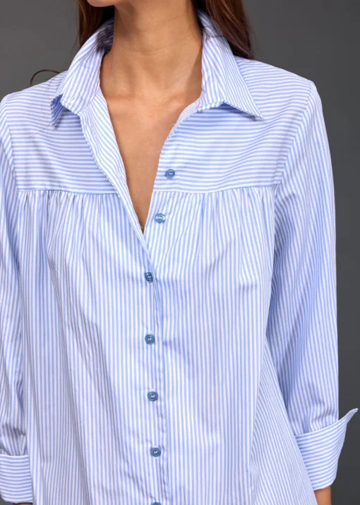 Chemises & Blouses-Lauren Vidal CHEMISE POPELINE RISA Ciel