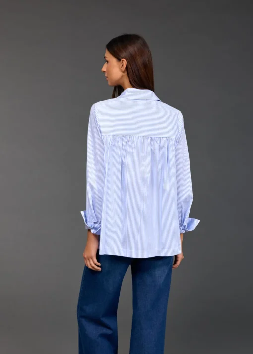 Chemises & Blouses-Lauren Vidal CHEMISE POPELINE RISA Ciel
