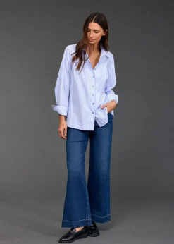 Chemises & Blouses-Lauren Vidal CHEMISE POPELINE RISA Ciel