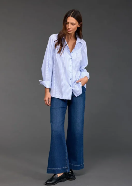 Chemises & Blouses-Lauren Vidal CHEMISE POPELINE RISA Ciel
