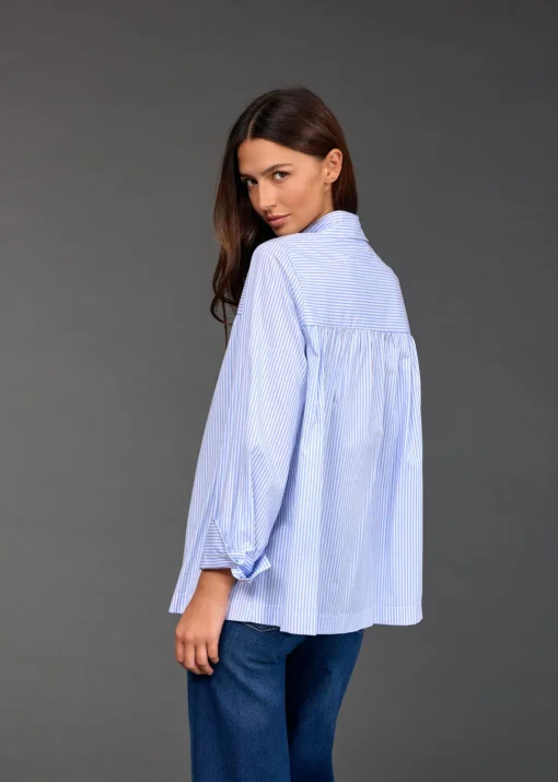 Chemises & Blouses-Lauren Vidal CHEMISE POPELINE RISA Ciel