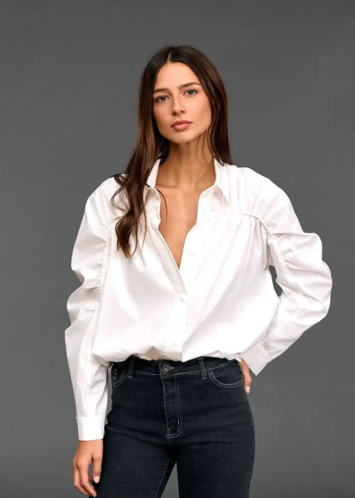 Chemises & Blouses-Lauren Vidal CHEMISE RAYÉE BIMBA Blanc