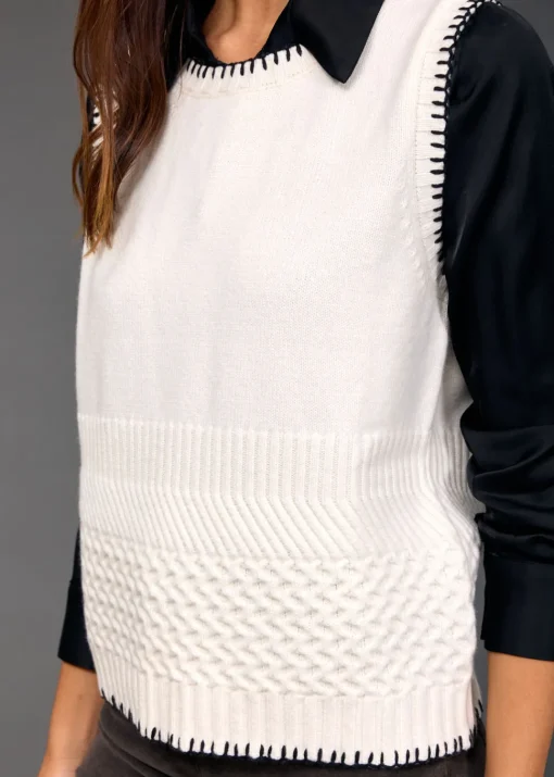 Pulls & Gilets-Lauren Vidal Debardeur en maille Jessy Creme