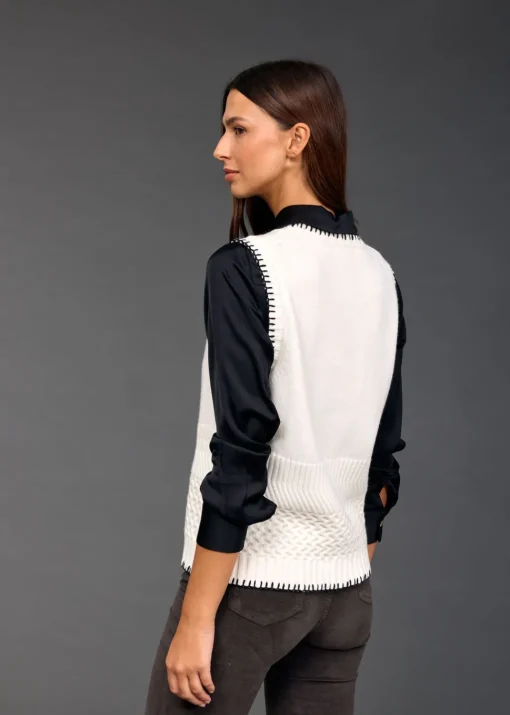 Pulls & Gilets-Lauren Vidal Debardeur en maille Jessy Creme