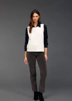 Pulls & Gilets-Lauren Vidal Debardeur en maille Jessy Creme