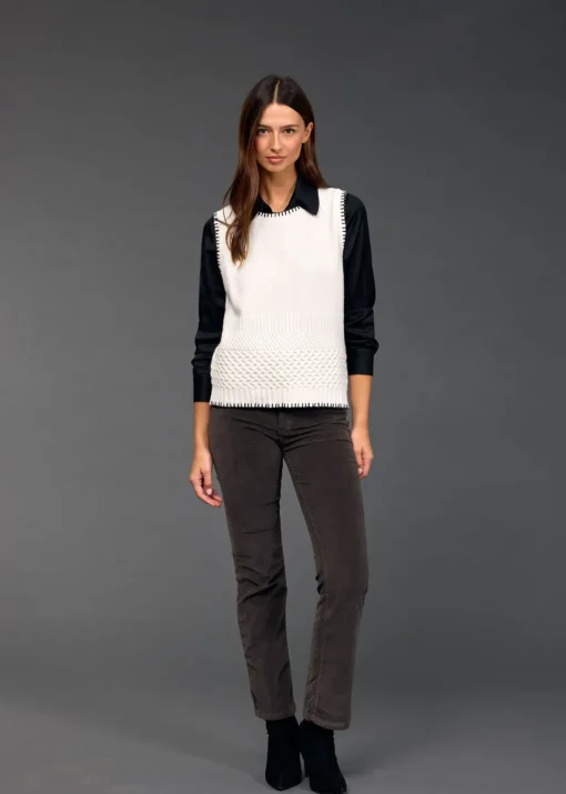 Pulls & Gilets-Lauren Vidal Debardeur en maille Jessy Creme