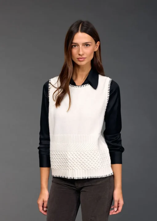 Pulls & Gilets-Lauren Vidal Debardeur en maille Jessy Creme