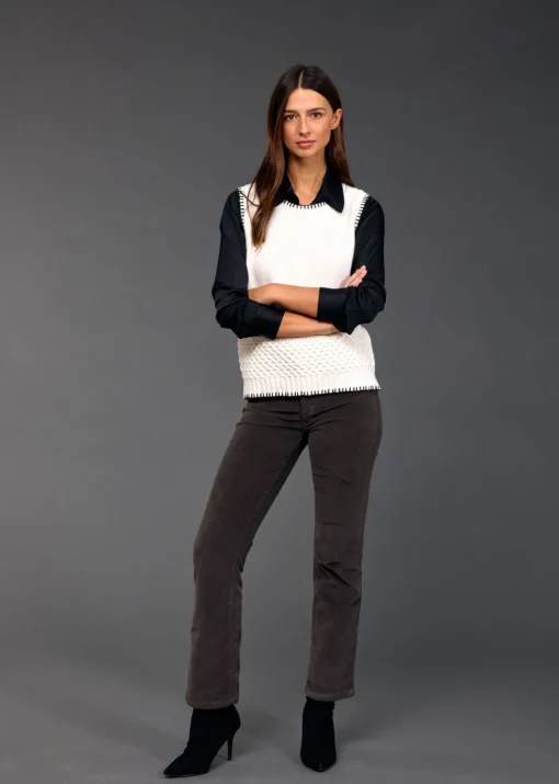 Pulls & Gilets-Lauren Vidal Debardeur en maille Jessy Creme
