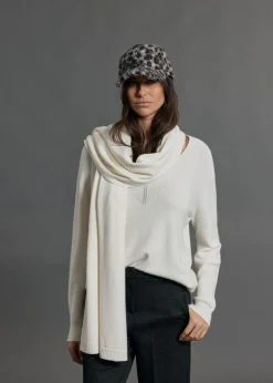 Accessoires-Lauren Vidal ECHARPE EN MAILLE NEL Ecru