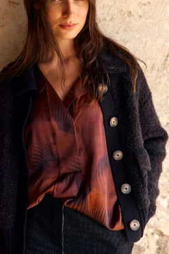 Pulls & Gilets-Lauren Vidal GILET BOUCLETTE MANON Noir