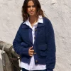 Pulls & Gilets-Lauren Vidal GILET BOUCLETTE MANON Blue