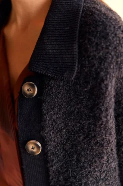Pulls & Gilets-Lauren Vidal GILET BOUCLETTE MANON Noir