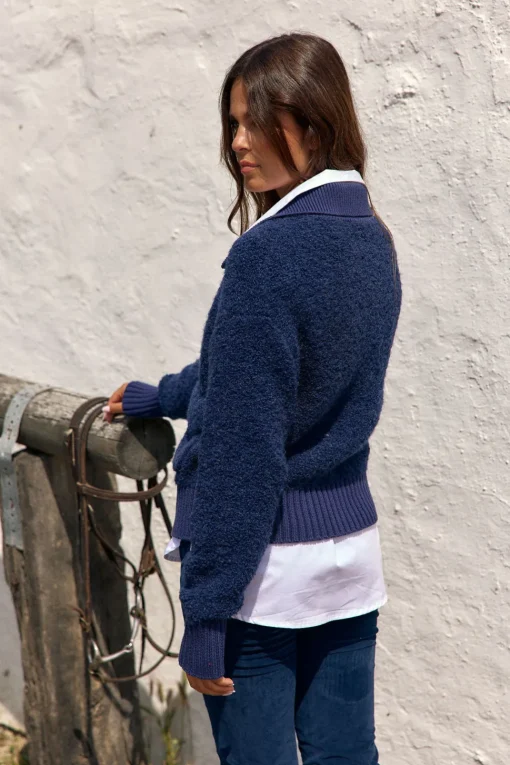 Pulls & Gilets-Lauren Vidal GILET BOUCLETTE MANON Blue