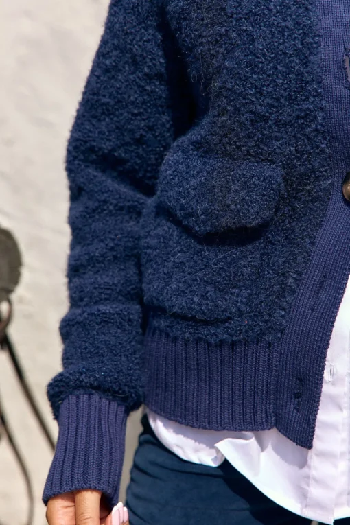 Pulls & Gilets-Lauren Vidal GILET BOUCLETTE MANON Blue