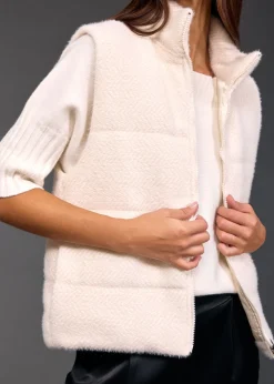 Vestes & Manteaux-Lauren Vidal GILET SANS MANCHES TALIA Creme