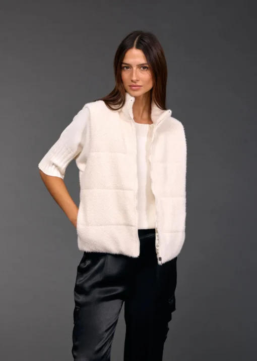 Vestes & Manteaux-Lauren Vidal GILET SANS MANCHES TALIA Creme