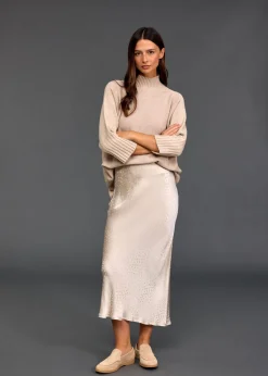 Robes & Jupes-Lauren Vidal JUPE EN VISCOSE JACQUARD ROXIE Creme