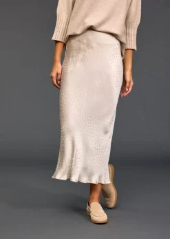 Robes & Jupes-Lauren Vidal JUPE EN VISCOSE JACQUARD ROXIE Creme