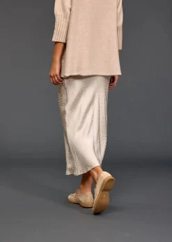Robes & Jupes-Lauren Vidal JUPE EN VISCOSE JACQUARD ROXIE Creme