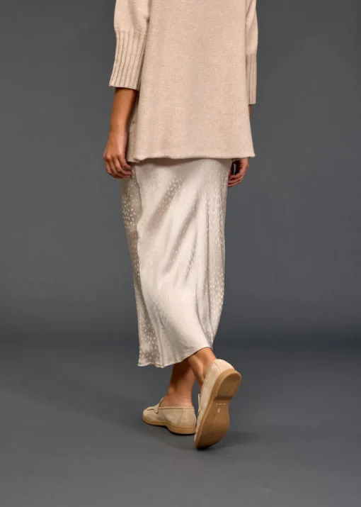 Robes & Jupes-Lauren Vidal JUPE EN VISCOSE JACQUARD ROXIE Creme