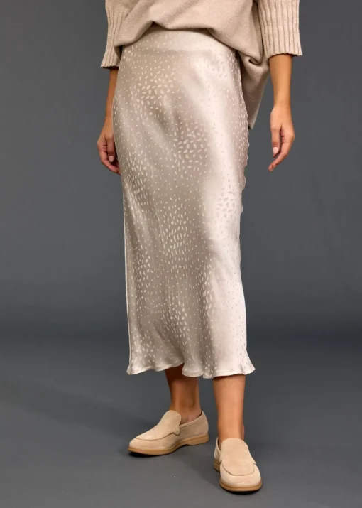 Robes & Jupes-Lauren Vidal JUPE EN VISCOSE JACQUARD ROXIE Creme