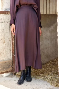 Robes & Jupes-Lauren Vidal JUPE LONGUE ÉVASÉE COME Raisin