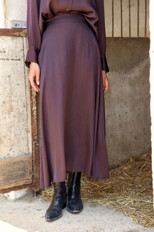 Robes & Jupes-Lauren Vidal JUPE LONGUE ÉVASÉE COME Raisin