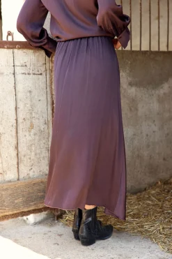 Robes & Jupes-Lauren Vidal JUPE LONGUE ÉVASÉE COME Raisin