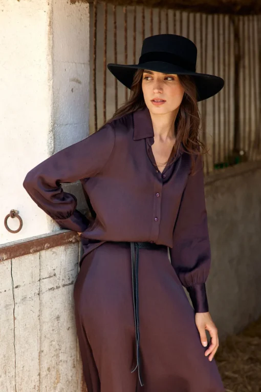 Robes & Jupes-Lauren Vidal JUPE LONGUE ÉVASÉE COME Raisin