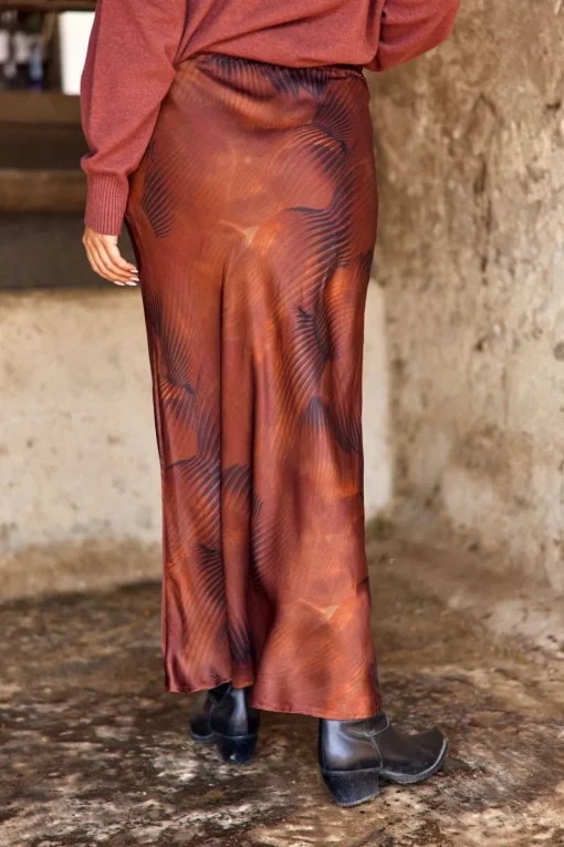 Robes & Jupes-Lauren Vidal JUPE VISCOSE | SOIE JANE Havana