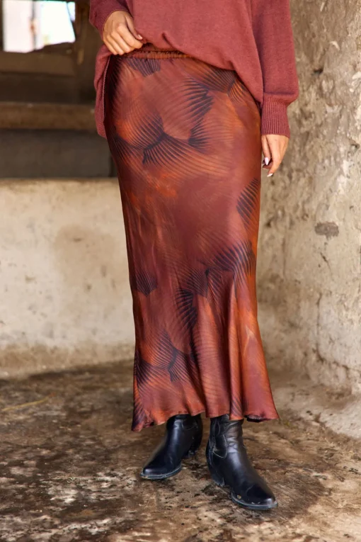 Robes & Jupes-Lauren Vidal JUPE VISCOSE | SOIE JANE Havana