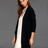 Pulls & Gilets-Lauren Vidal Long gilet en maille Tessie Noir