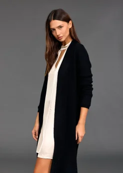 Pulls & Gilets-Lauren Vidal Long gilet en maille Tessie Noir