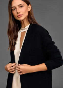 Pulls & Gilets-Lauren Vidal Long gilet en maille Tessie Noir