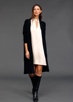 Pulls & Gilets-Lauren Vidal Long gilet en maille Tessie Noir