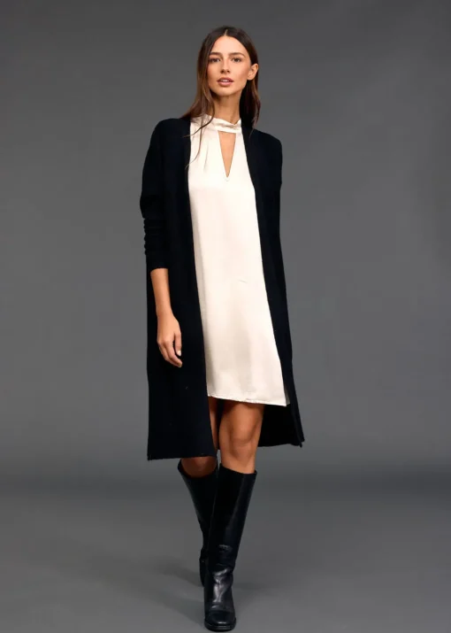 Pulls & Gilets-Lauren Vidal Long gilet en maille Tessie Noir