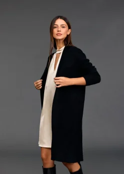 Pulls & Gilets-Lauren Vidal Long gilet en maille Tessie Noir