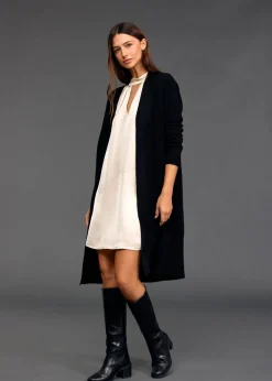 Pulls & Gilets-Lauren Vidal Long gilet en maille Tessie Noir