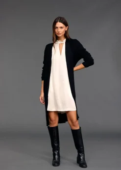 Pulls & Gilets-Lauren Vidal Long gilet en maille Tessie Noir