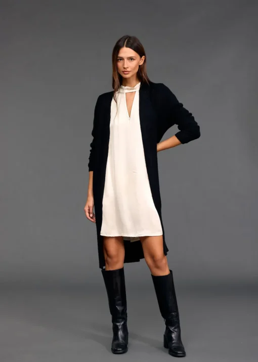 Pulls & Gilets-Lauren Vidal Long gilet en maille Tessie Noir