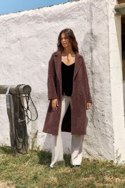 Vestes & Manteaux-Lauren Vidal MANTEAU MAILLE ASKA Raisin