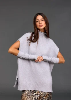 Accessoires-Lauren Vidal Mitaines en maille LIM Grey