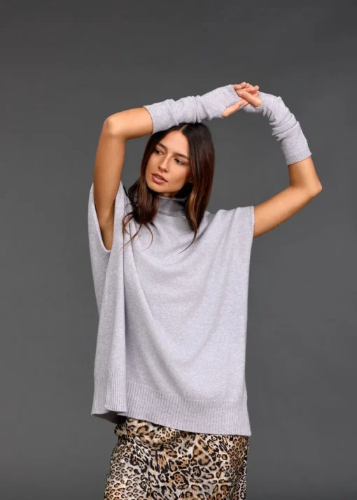 Accessoires-Lauren Vidal Mitaines en maille LIM Grey