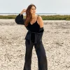 Pantalons-Lauren Vidal PANTALON BI-MATIÈRE SHADOW Noir