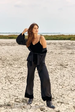 Pantalons-Lauren Vidal PANTALON BI-MATIÈRE SHADOW Noir