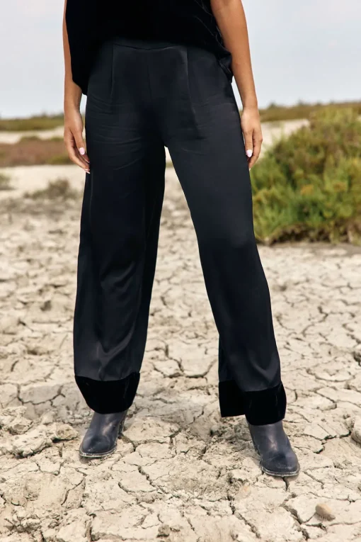 Pantalons-Lauren Vidal PANTALON BI-MATIÈRE SHADOW Noir