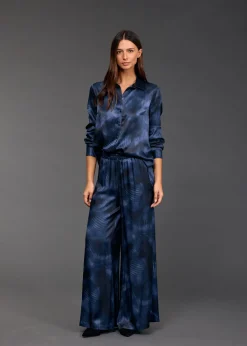 Pantalons-Lauren Vidal PANTALON FLUIDE IMPRIMÉ LORINE Lune